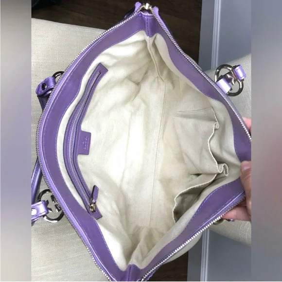 Authentic Gucci tote bag brown monogram canvas purple leather - Picture 10 of 16